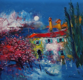 Spring blossoms on the lagoon Venice 24x24